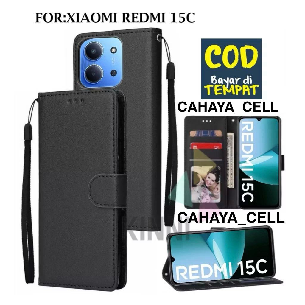 HP Flip Cover Wallet XIAOMI REDMI 15C 2025 - Redmi 15C Leather Case Wallet Cassing Premium Mobile ph