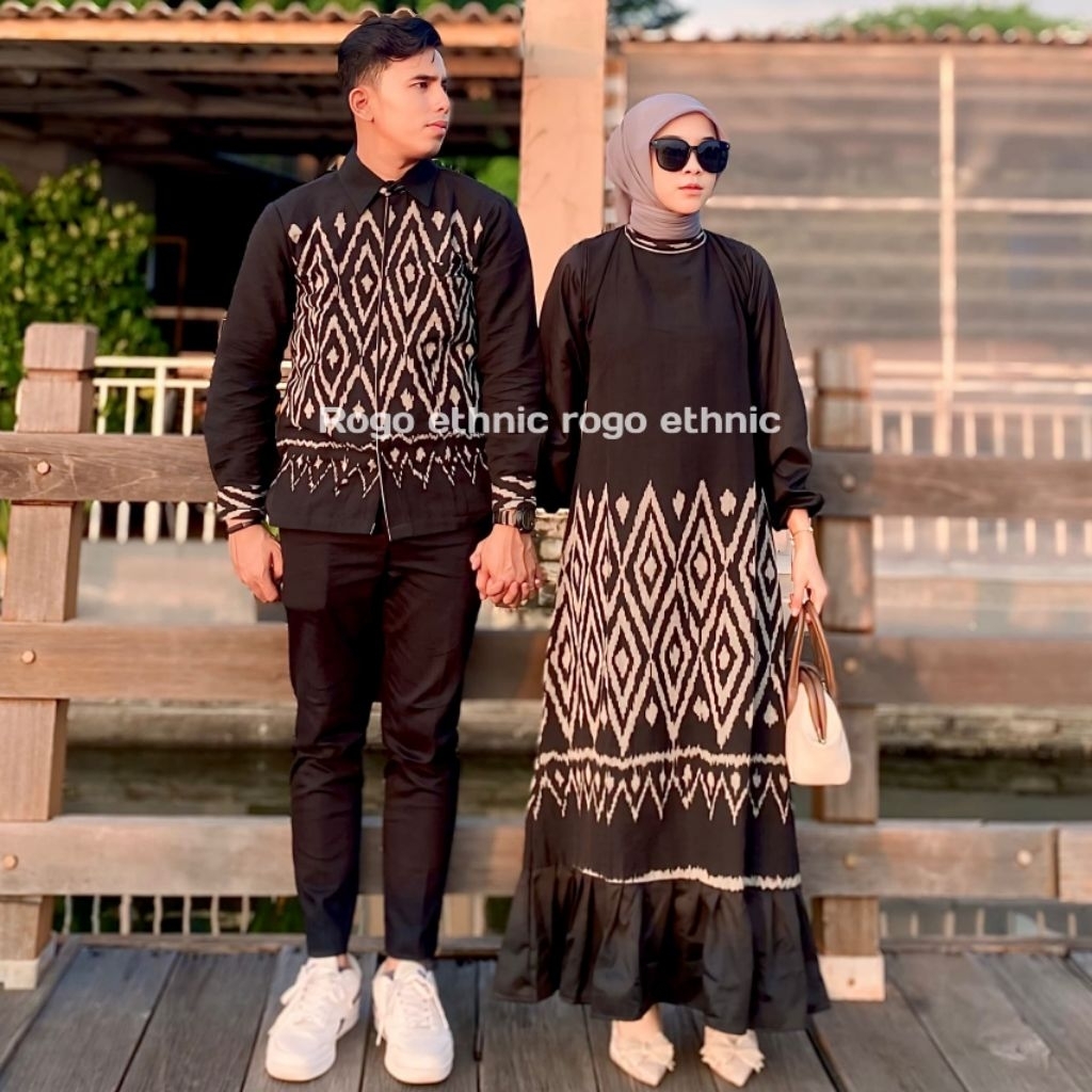 Karina Series Black Gamis - Karina Dress - เสื้อผ้าคู่รักทอ - ชุดคู่รักทอ - เสื้อผ้าคู่รัก