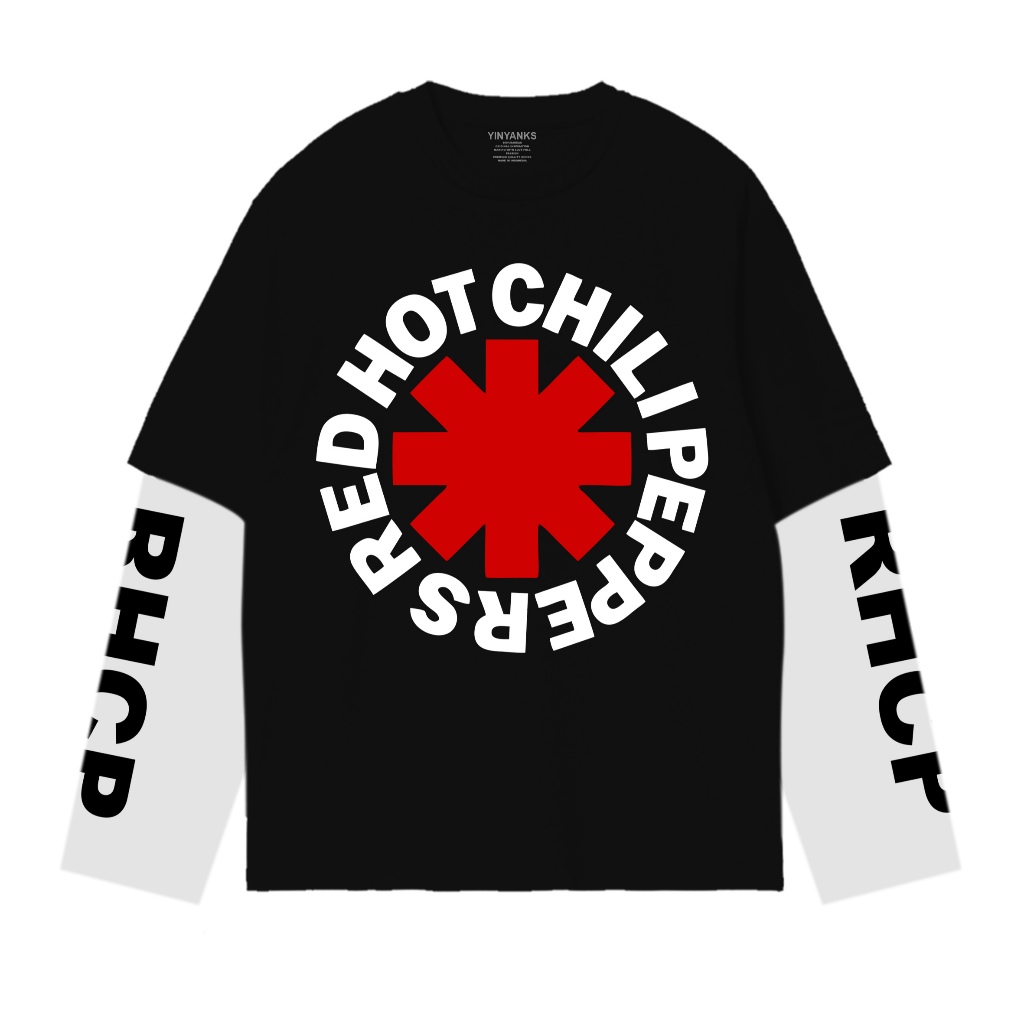 The Getooxs - เสื้อยืด Double layer ST RHCP Logo เสื้อยืดแขนยาวสําหรับผู้ชายและผู้หญิง unisex