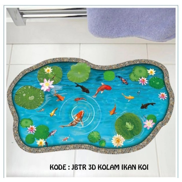 สติกเกอร์พื้น 3 มิติสําหรับตรุษจีนบ่อปลาก้อยปลาบ่อสีเขียวขนาด 60 x 90 ซม. DBEST_WALLPAPER