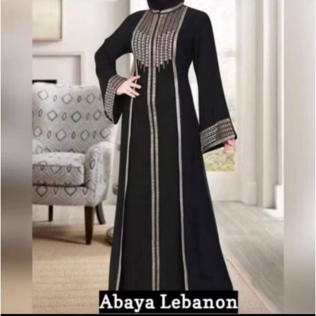 Abaya สีดํา ปัก lebanon
