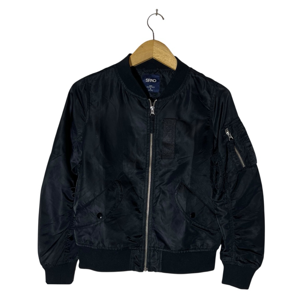SPAO Bomber Jacket Ma-1 Spo Black Basic Casual Original