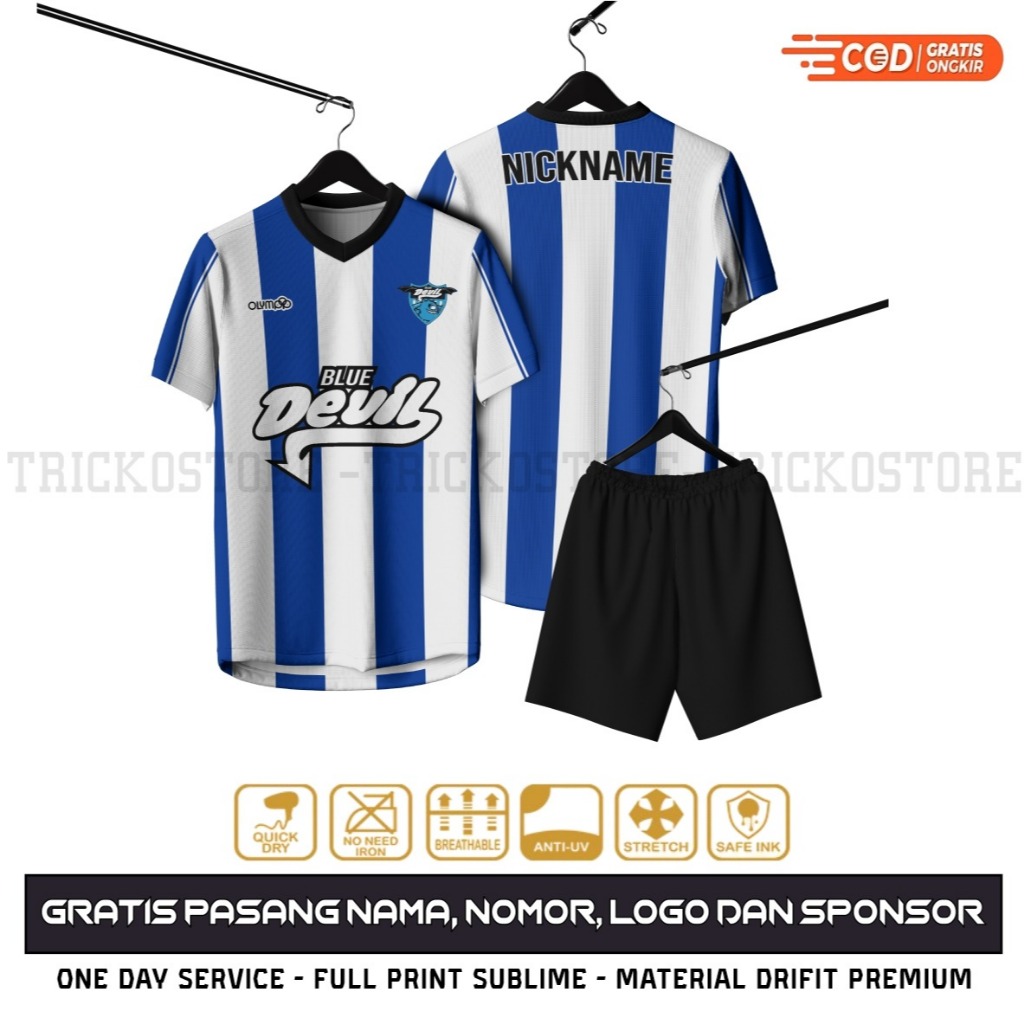 OLYMPOP BLUE DEVIL FANMADE JERSEY FREE NAME AND BACK NUMBER INSTALLATION FREE REQUEST