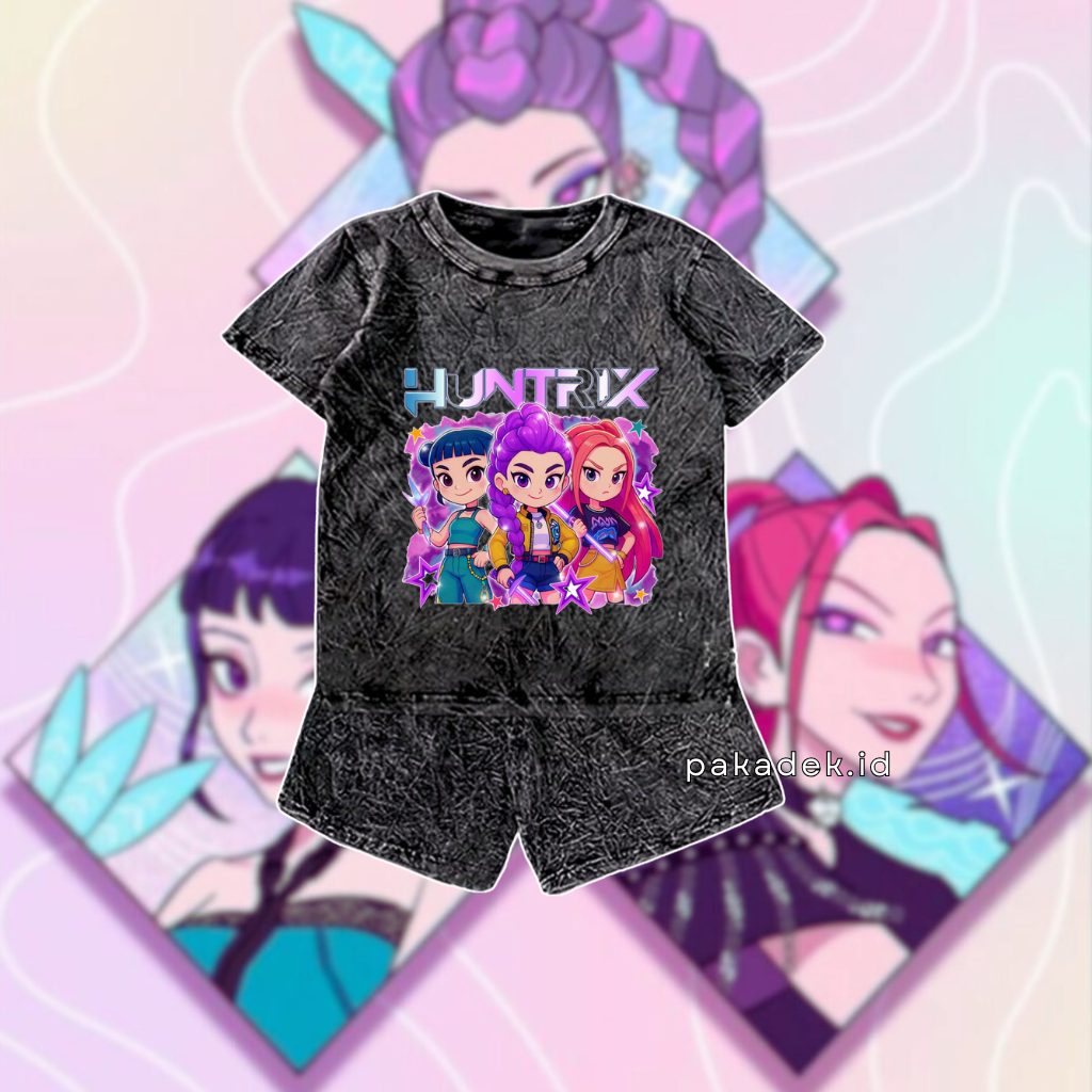 Pakadek.id ชุดเด็ก Stone Wash Premium KPOP Demon Hunter / HUNTRIX