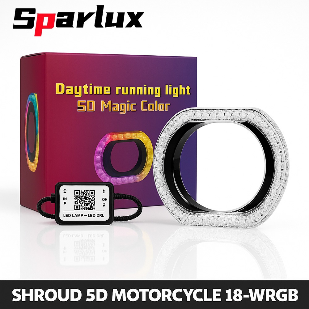 Shroud Matrix 5D อะคริลิครถจักรยานยนต์ I8-O-WRGB 2.5 นิ้วหรือ 3.0 นิ้ว APP บลูทูธ 210 โหมด DC12V