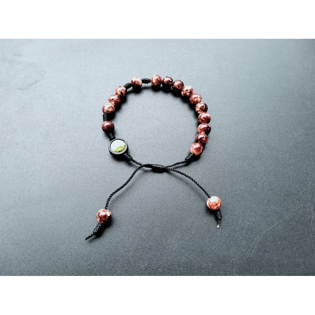 G649 CATHOLIC JADE GLASS CRYSTAL HEAVY PEARL ROSARY BRACELET