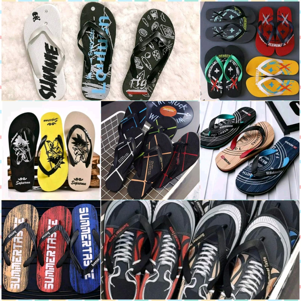 WWW !! รองเท้าแตะ Flip Flops สําหรับผู้ชาย 6 คู่ สุ่มลาย เท่และดี