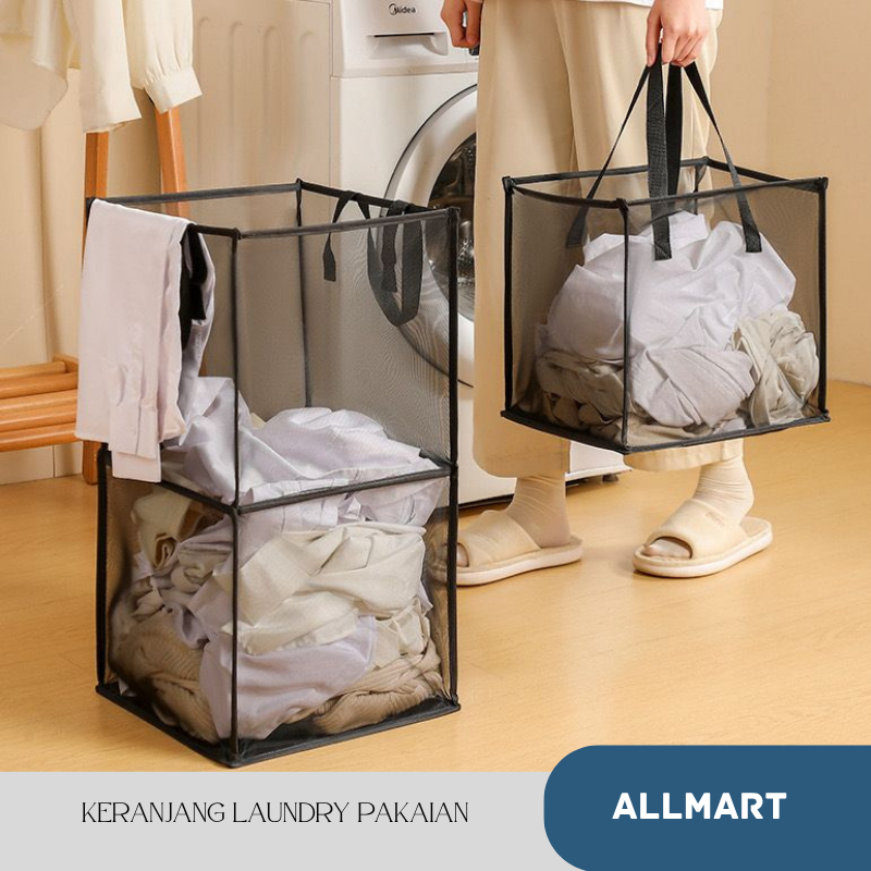 AM LAUNDRY ตะกร้าสําหรับเสื้อผ้า DIRTY LAUNDRY BAG BASKET / THICK FOLDABLE LAUNDRY BASKET 2-TIER MUL