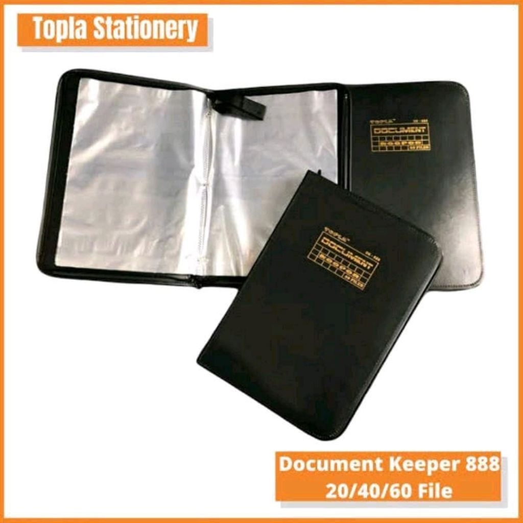 TOPLA DK888 DOCUMENT KEEPER DISPLAY BOOK ZIPPER BAG หนังแผนที่ ZIPPER CONTAINS MANY พลาสติก