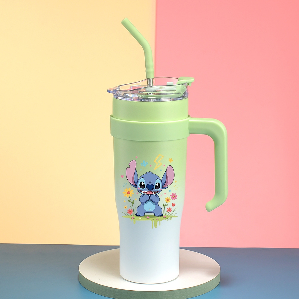 แก้วน้ําสแตนเลส Disney Stitch 1.2L ทนความร้อนและเย็น 24 ชม. ขวดดื่มความงาม สแตนเลส 304 กันรั่ว