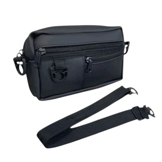 Tas selempang pria multifungsi clutchbag hanbag waterproof hitam.