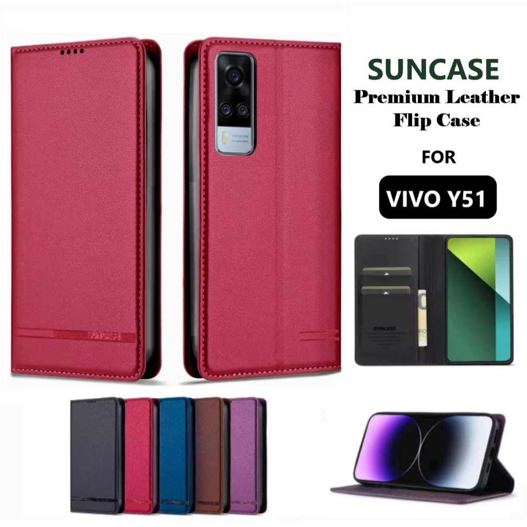 FLIP CASE VIVO Y51 PREMIUM WALLET LEATHER STANDING COVER HANDPHONE
