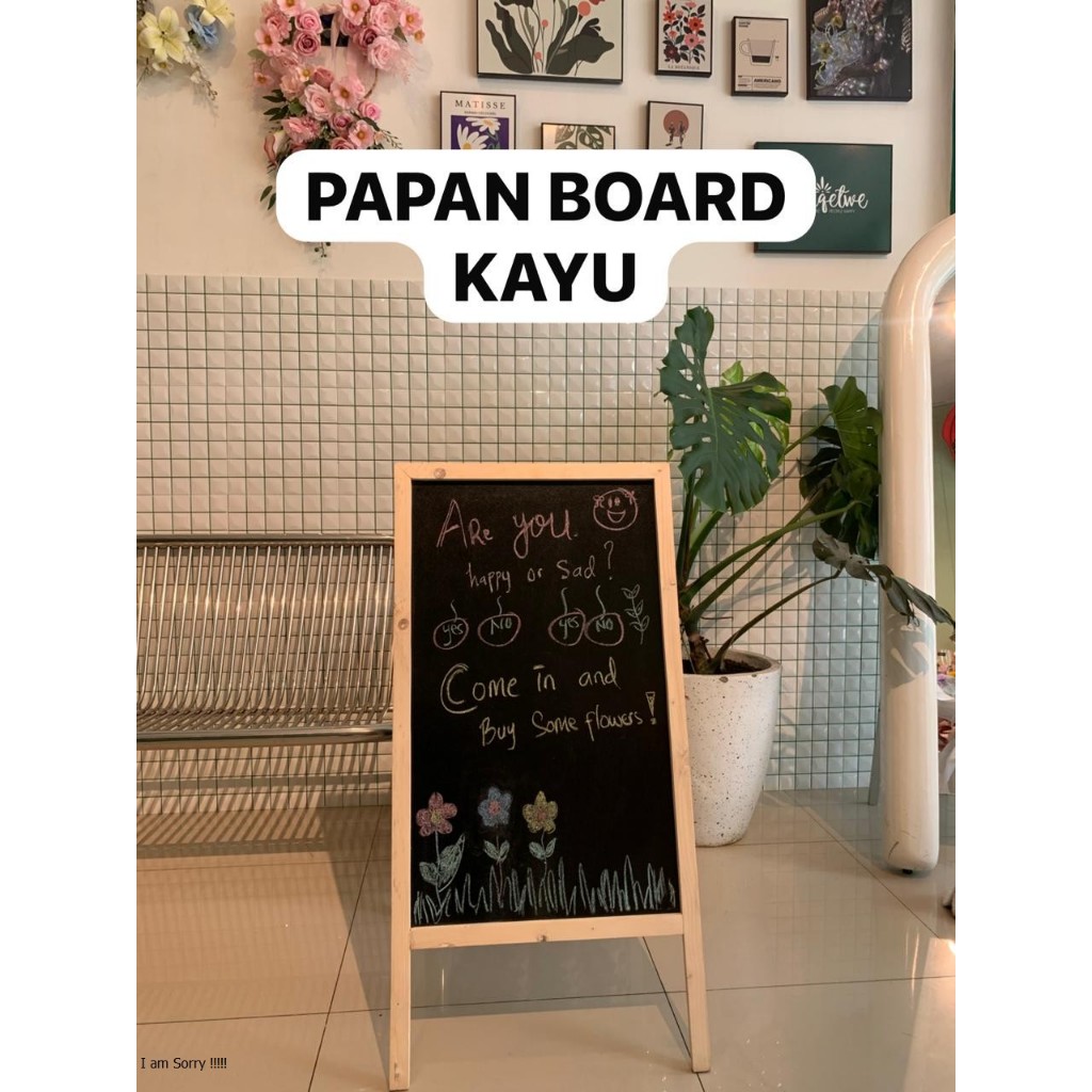 กระดานขาว 2 ด้าน (ฟรีชอล์กและยุค) กระดานไม้ CAFE MENU BOARD WEDDING DECORATION PARTY DECORATION DOWA