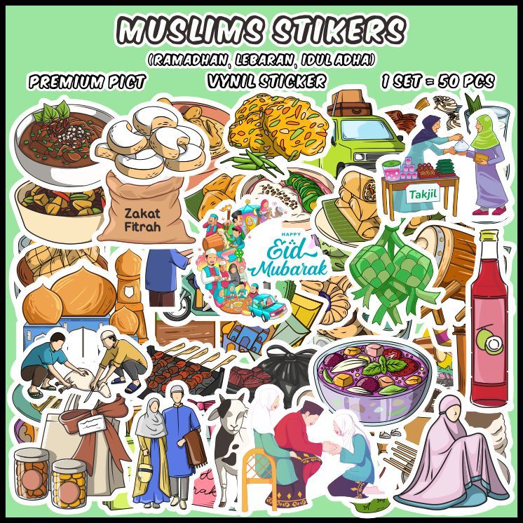 [1 แพ็ค] สติ๊กเกอร์อินโดเนเซียมุสลิม (สติ๊กเกอร์ธีมมุสลิม) เหมาะสําหรับของฝาก / สมุดภาพ / วารสาร / ไ