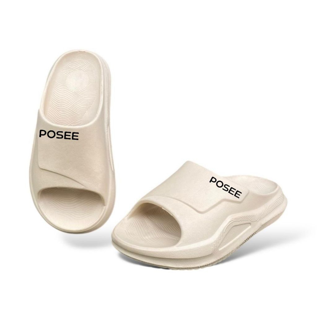 รองเท้าแตะสไลด์ Posee รองเท้าแตะยางกันลื่น unisex