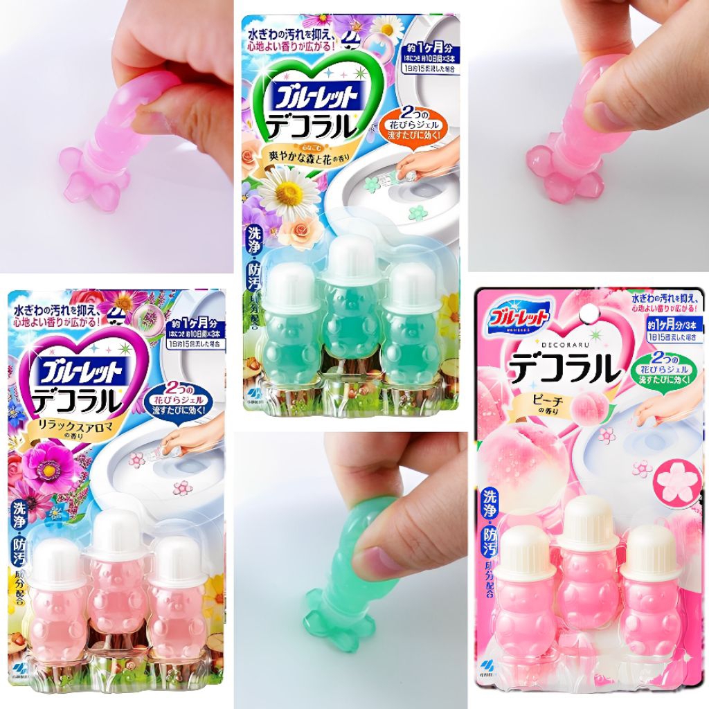 Kobayashi Bluelet Decoral Toilet Petal Gel สําหรับกลิ่นและป้องกันคราบ - แพ็คละ 3 x 22.5g