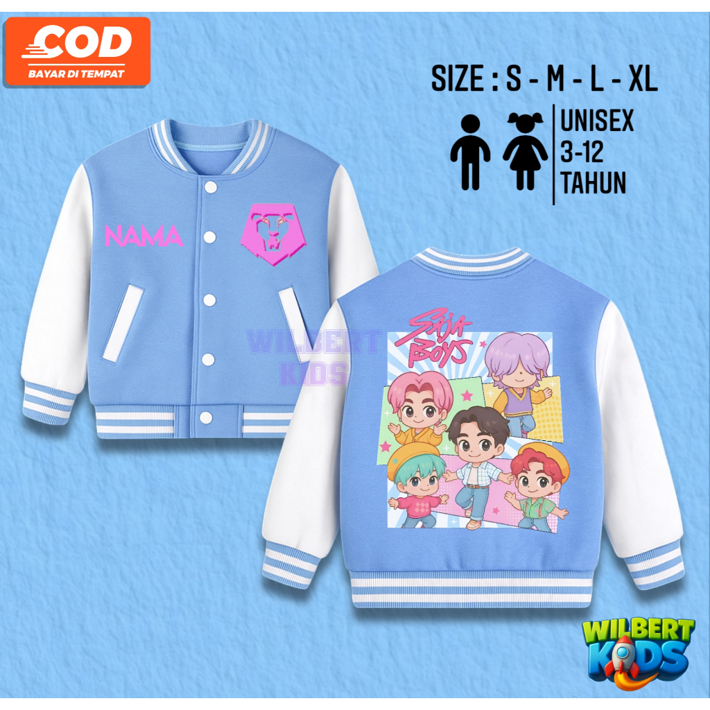 แจ็คเก็ต Varsity สําหรับเด็กเท่านั้น Kpop Demon Hunters / แจ็คเก็ต Varsity สําหรับเด็กชื่อฟรี