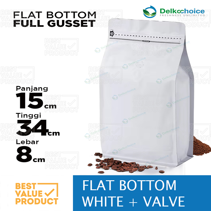 (PACK) Standing Pouch FLAT BOTTOM วาล์วกาแฟ 15x34 ซม. / Gusset Flat Bottom Special Zipper 15 x 34