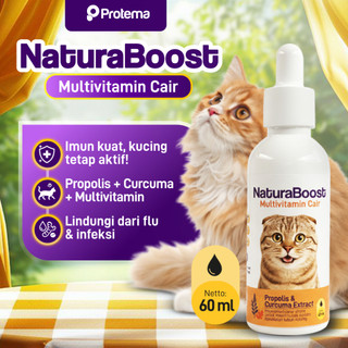 NaturaBoost 60ml Multivitamin Obat Kucing & Sumber Energi | Sakit Cold - Flu - Pilek Berat - Bersin - Cegah Bakteri Virus - Cegah Panleukopenia | Immune Booster Alami & Daya Tahan Tubuh Tetap Fit | Protema