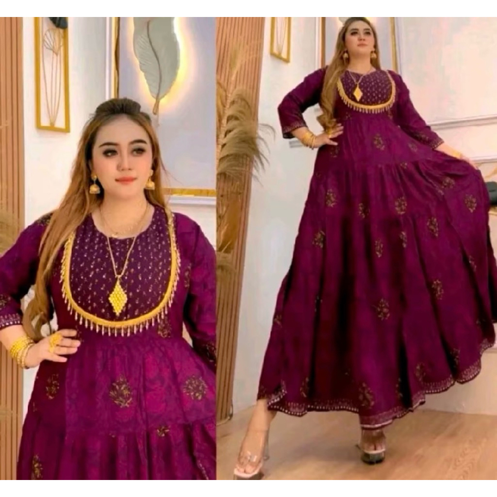 KATUN Hinda Kajol Womens Gamis Premium ผ้าเรยอน Cotton Ld 110 Pb 137