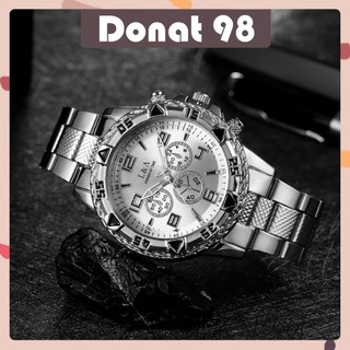 Jam Tangan Pria Casual Dial Bulat Analog Quartz Chrono Bussines Men's Watch