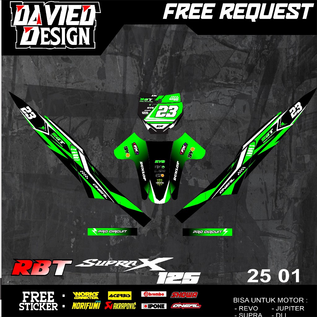 สติ๊กเกอร์ RBT SUPRA X 125 Bebek Modif Supermoto YZ Crf Klx Rbt ออกแบบใหม่ 25 01 ล่าสุด supra x 125