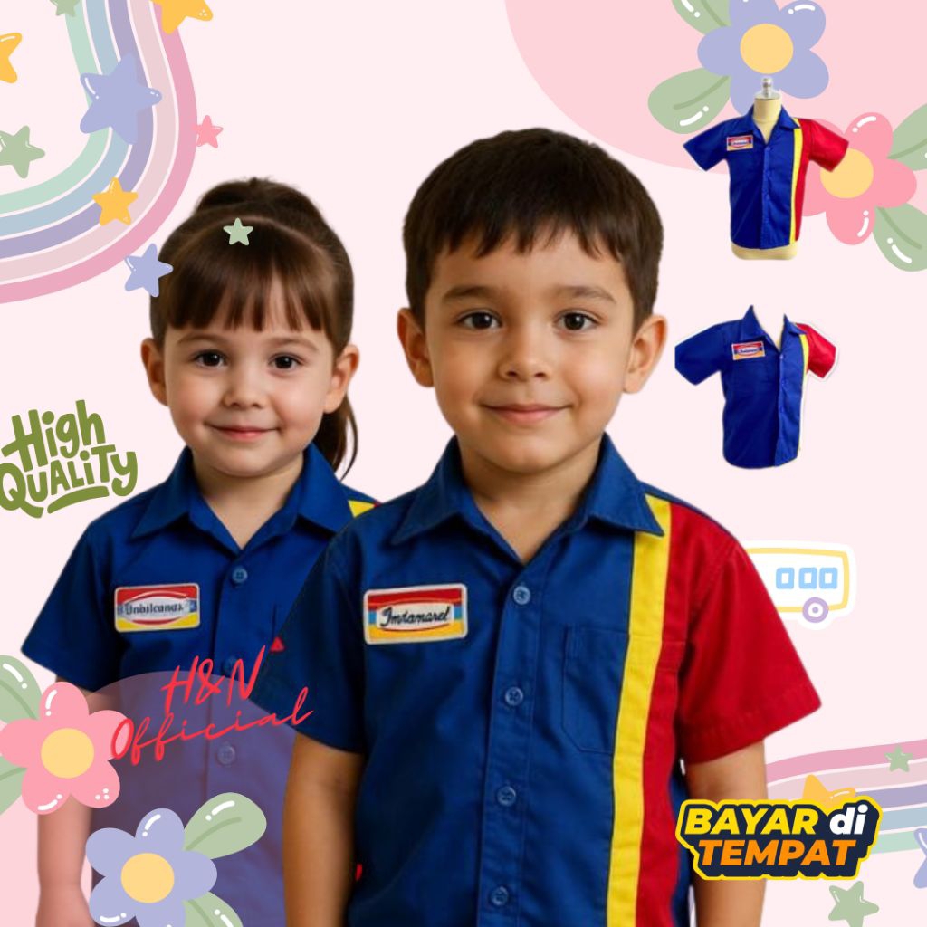 H&N Indomaret Alfamart ชุดคอสเพลย์เด็กเครื่องแต่งกาย - วัสดุพรีเมี่ยม, โลโก้ Bet ปักขนาด SML XL, อาย