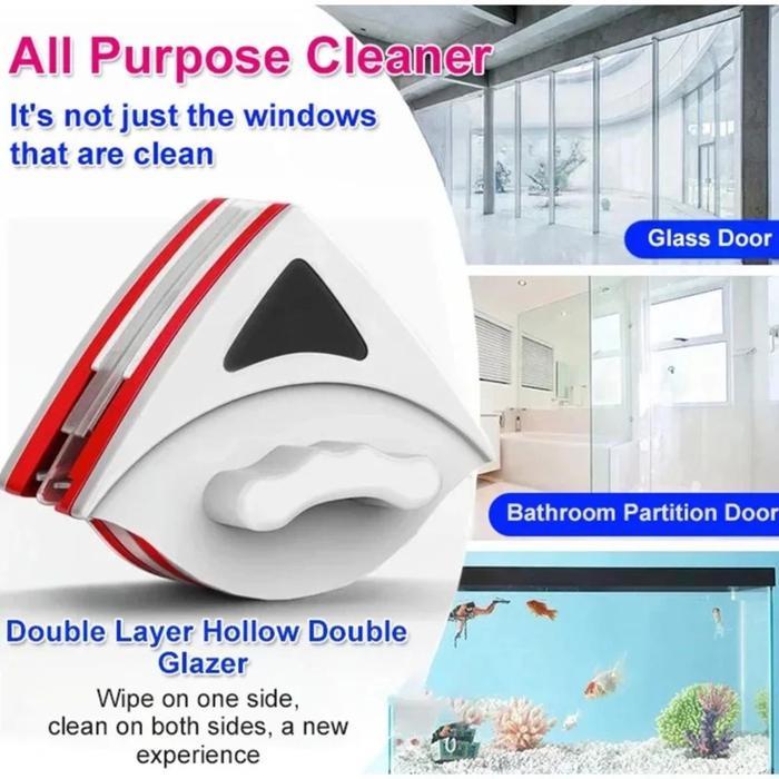FG MAGNETIC GLASS CLEANER TRIANGLE MAGNETIC WINDOW CLEANER 2 ด้านคู่ด้านข้างกระจก WIPER CLEANER