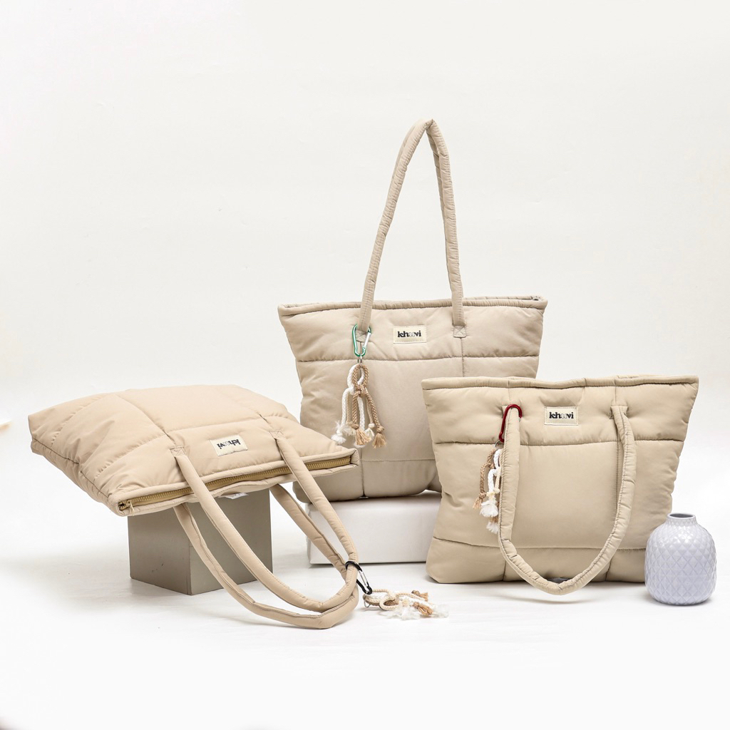 กระเป๋าโท้ตผู้หญิง | Puffy Bag Earth Tone Series | กระเป๋าผู้หญิง | กระเป๋าโท้ต | กระเป๋าพองๆ | กระเ