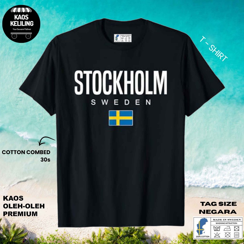 SWEDEN SOUVENIR เสื้อยืด SWEDEN 47 พร้อมต้นฉบับ SWEDEN LABEL TAG ของขวัญพรีเมี่ยม SOUVENIR CLOTHES