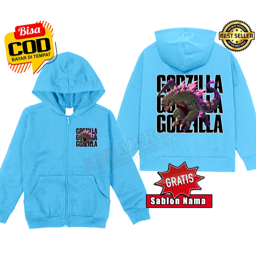 เสื้อแจ็คเก็ตมีฮู้ดมีซิปสําหรับเด็ก Godzilla evolved