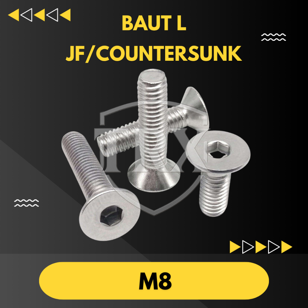 JF M8 BOLT / COUNTERSUNK L M8 สแตนเลส