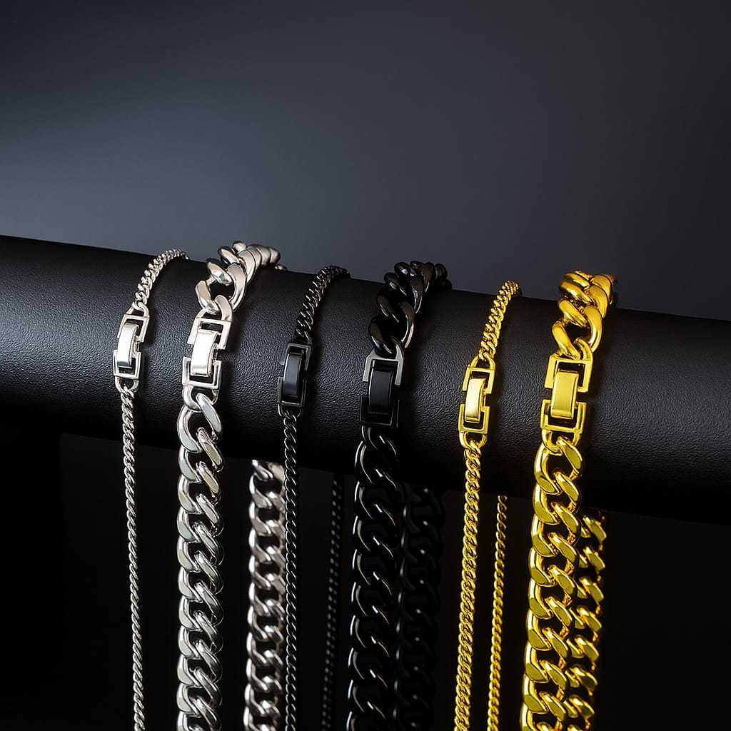 TITANIUM สร้อยคอสําหรับผู้ชายและผู้หญิง, TOP CHAIN รุ่น, LATEST CLIP HOOK, ANTI-RUST และ DURABLE, RE