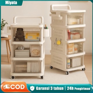 Rak Troli Dorong Penyimpanan Kosmetik Serbaguna Rak Tingkat Dapur Roda Praktis Multifungsi