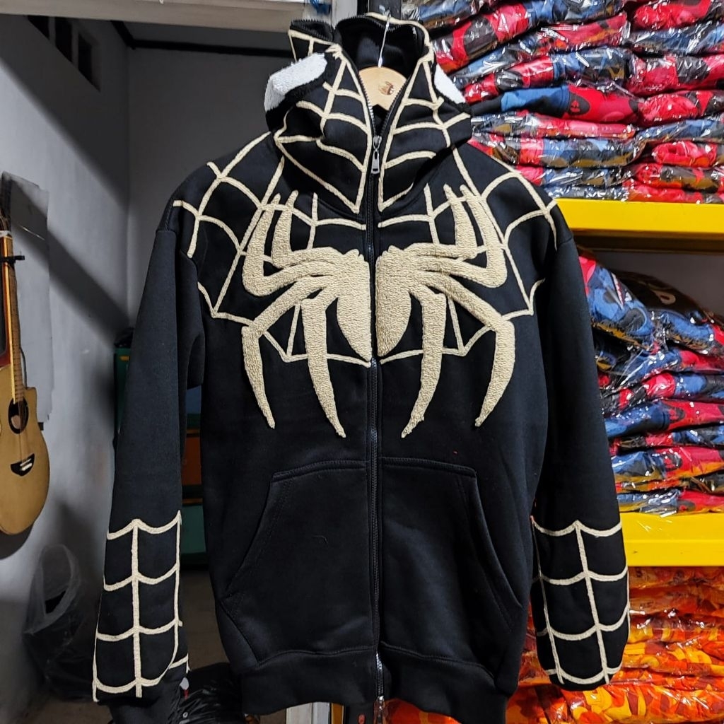 SPIDER PREVILLE BLACK ZIPPER HOODIE