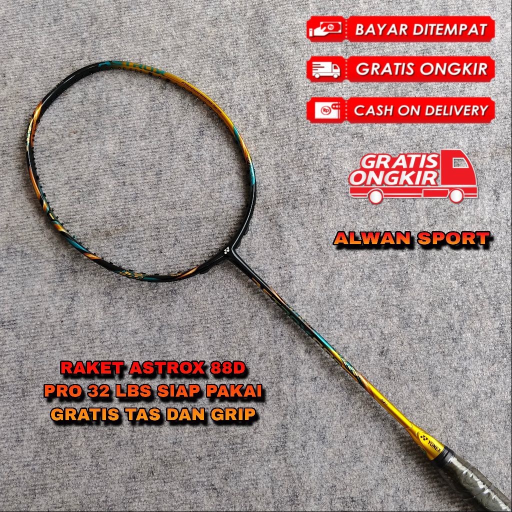 ASTROX 88D PRO 32 LBS BADMINTON CKET พร้อมใช้ฟรีกระเป๋าและด้ามจับ