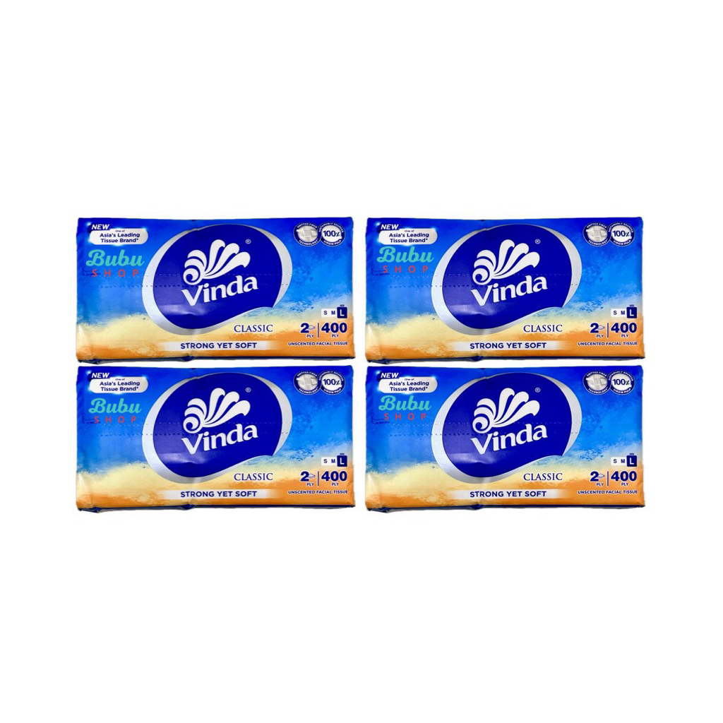 (แพ็คเกจ 4 ชิ้น) VINDA 400 ชั้นทิชชู่ / ทิชชู่ / แผ่น 2 ชั้น (แพ็คเกจ 4 ชิ้น)