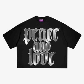AccentAmbios Boxy Oversized Tshirt Peace and Love Unisex - Cotton Combed kaos SKENA starboy kaos vintage premium kaos aesthetic cotton combed baju pria wanita tshirt korean style ootd kekinian