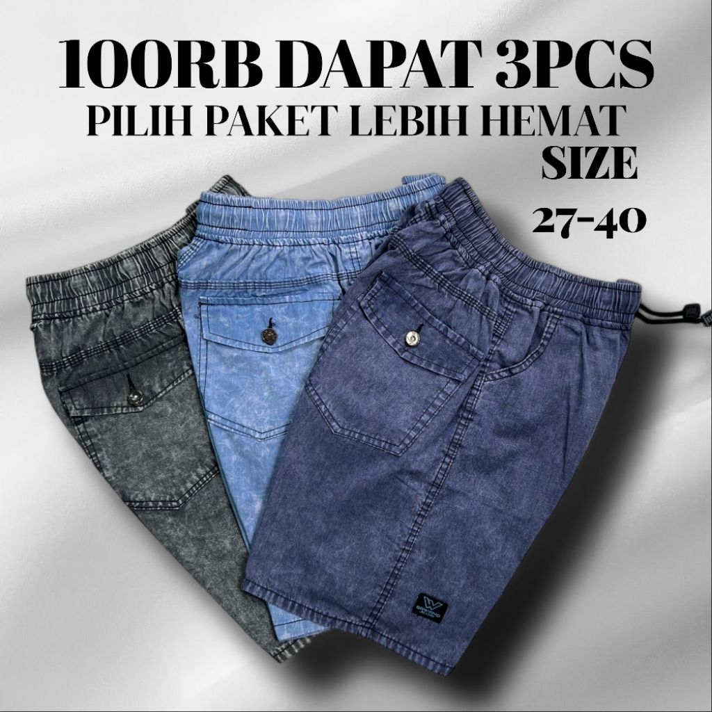 3PCS 100K GET 3 COLORS OF MENS JEANS SHORTS JEANS PANTS