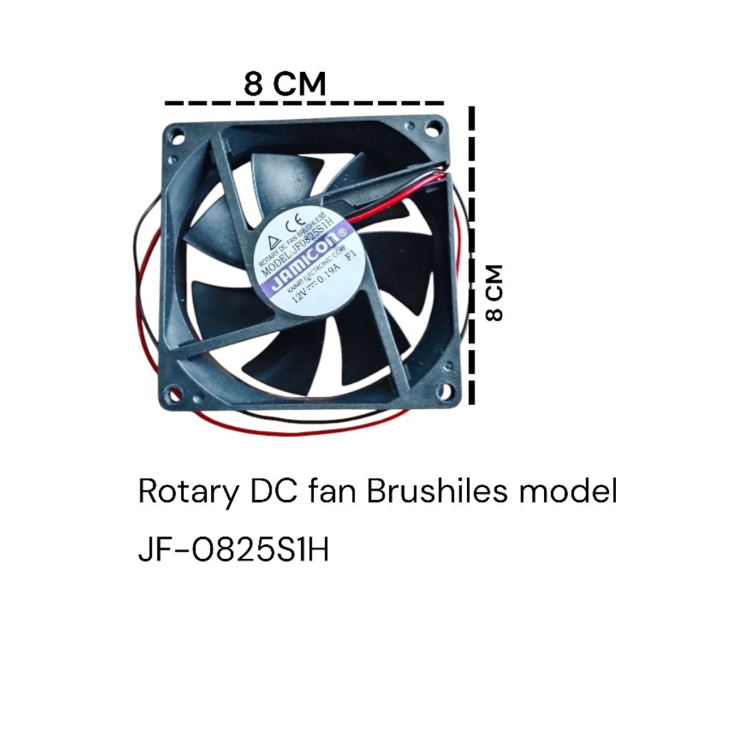 พัดลมพัดลม 8x8 ซม. Jamicon รุ่น JF-0825S1H-12 V-0, 19A F1