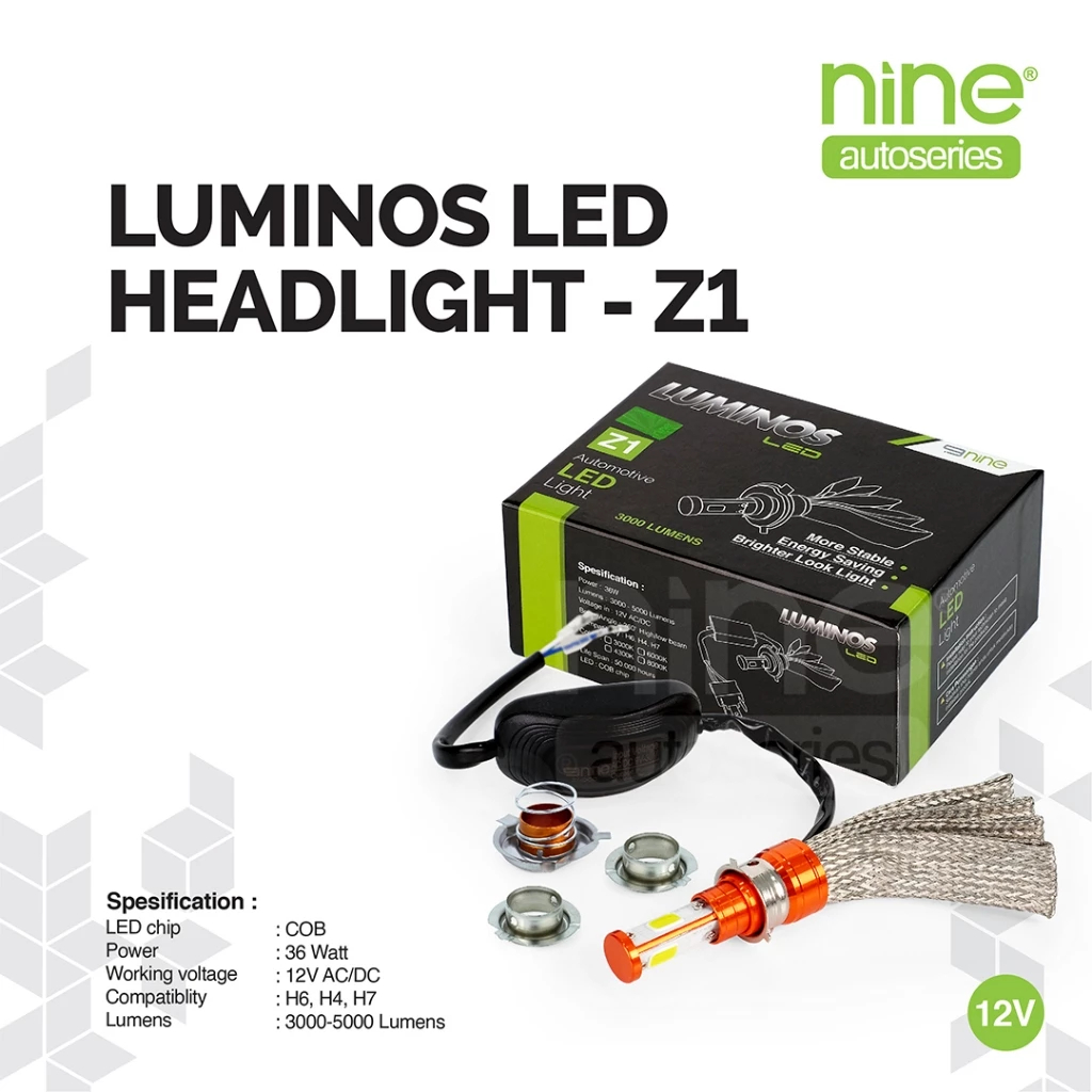 LUXIMOS ไฟรถจักรยานยนต์ H4 H6 H7 36W AC/DC 3 ด้าน Super Bright White Universal Automatic Duck Z1 - A