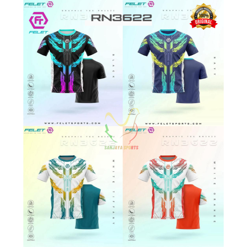 FELET RN 3622 RN3622 เสื้อยืด BADMINTON ดั้งเดิม