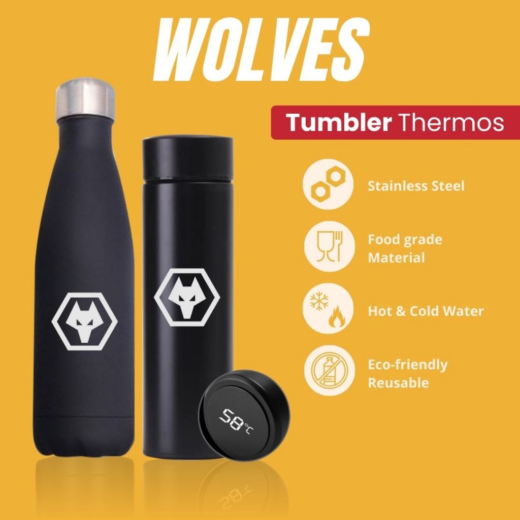 TERMOS WOLVES - TUMBLER THERMOS โลโก้ดีไซน์แบบกําหนดเอง WOLVES