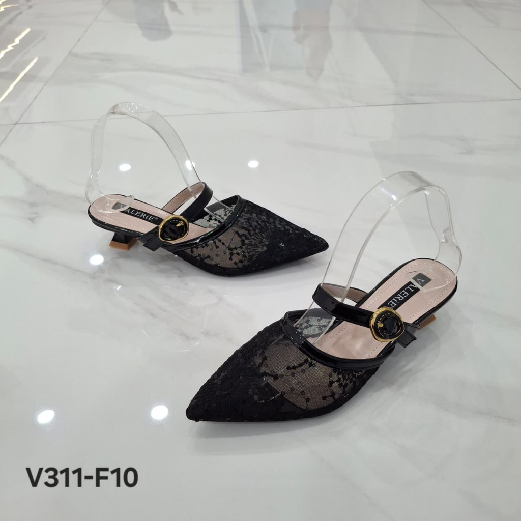 Valerie ส้นล่อลูกไม้ 3 ซม. 35-40 V311-F10