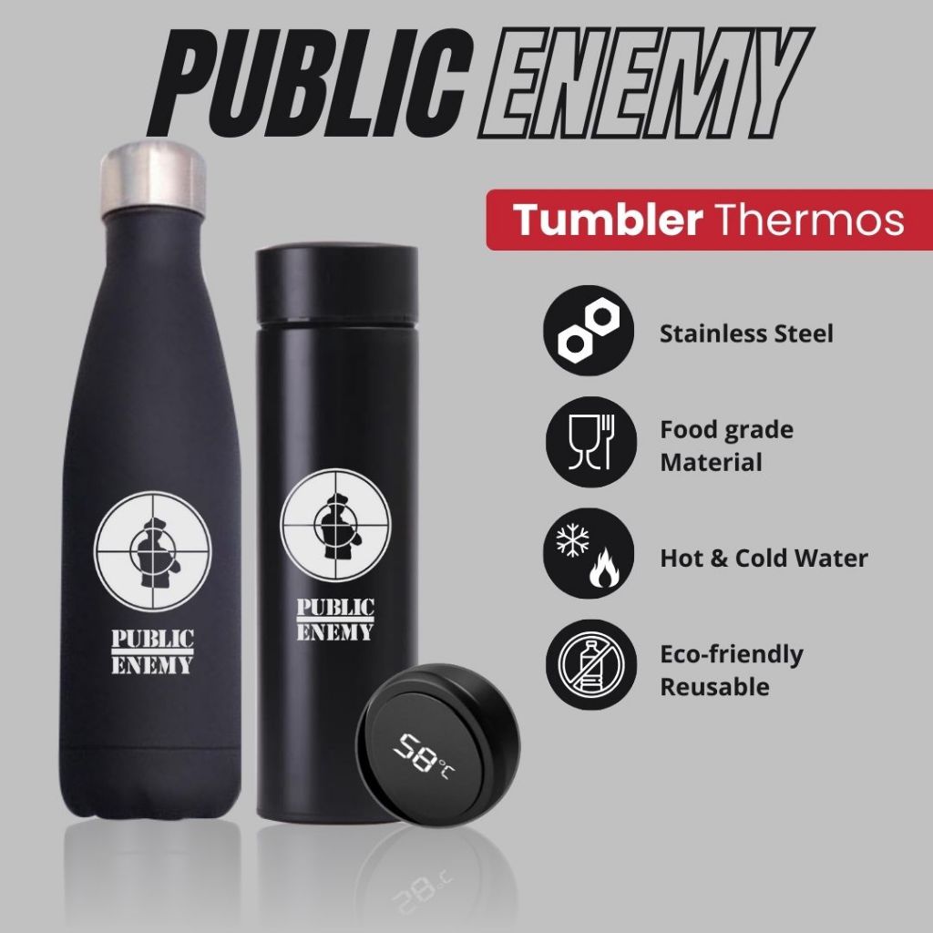 TERMOS PUBLIC ENEMY - TUMBLER THERMOS CUSTOM DESIGN โลโก้ PUBLIC ENEMY