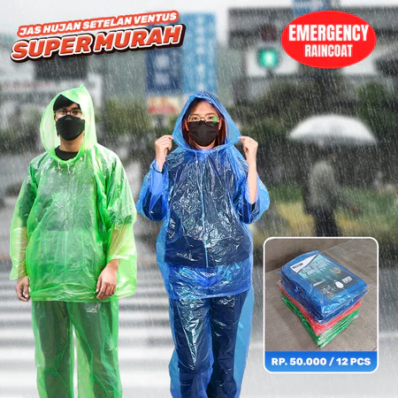 เสื้อกันฝนพลาสติก LDPE แบบหนา ชุดเสื้อและกางเกง