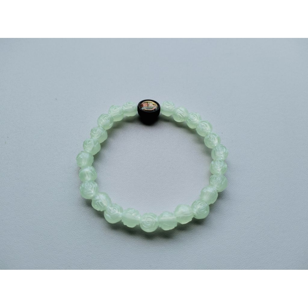 MAWAR G778 CATHOLIC CHRISTIAN SPIRITUAL BRACELET PHOSPHRUS ROSE 8MM PREMIUM