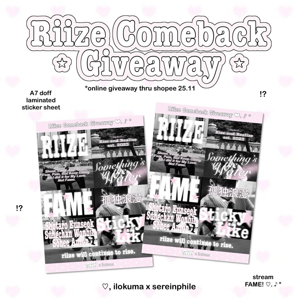 แผ่นสติ๊กเกอร์ Riize Fame