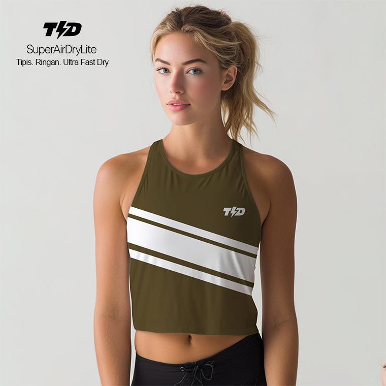 LSE41 Crop Tank Top Running Padel Gym "3lines olive" superairdrylite tdbolt