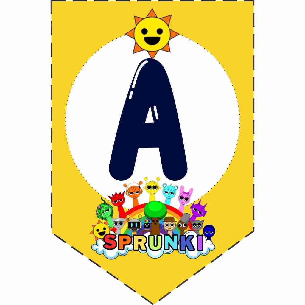 BUNTING FLAG / BANNER FLAG BIRTHDAY (SINGLE) CUSTOM SPRUNKI CHARACTER
